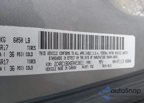 2014 Chrysler Town & Country Touring z USA, uszkodzony, nr VIN 2C4RC1BG4ER453811